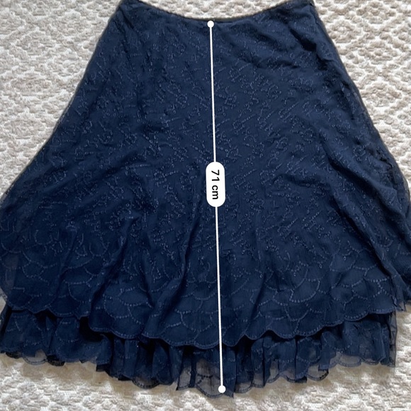 Charter Club Women's Tiered Silk Navy Blue Eyelet Skirt! - Picture 5 of 8